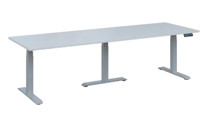 FLEXIMEET 250-80 výškově nastavitelný stůl, kovová podnož stříbrná, deska 25 mm, široký 2500 mm, bílá